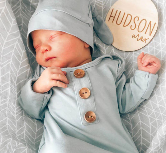 Knot Gown + Hat Set, Light Dusty Blue - Magpies Paducah