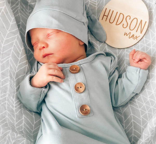 Knot Gown + Hat Set, Light Dusty Blue - Magpies Paducah