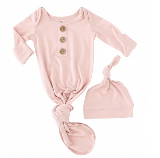 Knot Gown + Hat Set, Petal Pink - Magpies Paducah