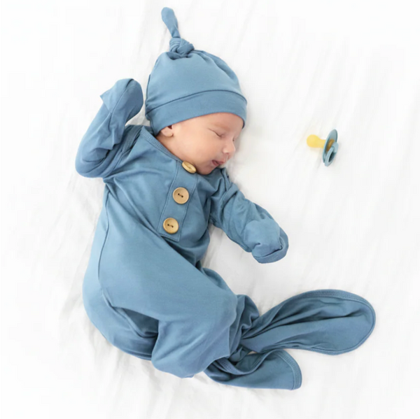 Knot Gown + Hat Set, Dusty Blue - Magpies Paducah