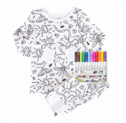 Colorable Pajama Set + Markers, Doodle Bugs - Magpies Paducah