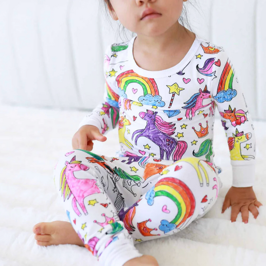 Colorable Pajama Set + Markers, Enchanted Unicorns - Magpies Paducah