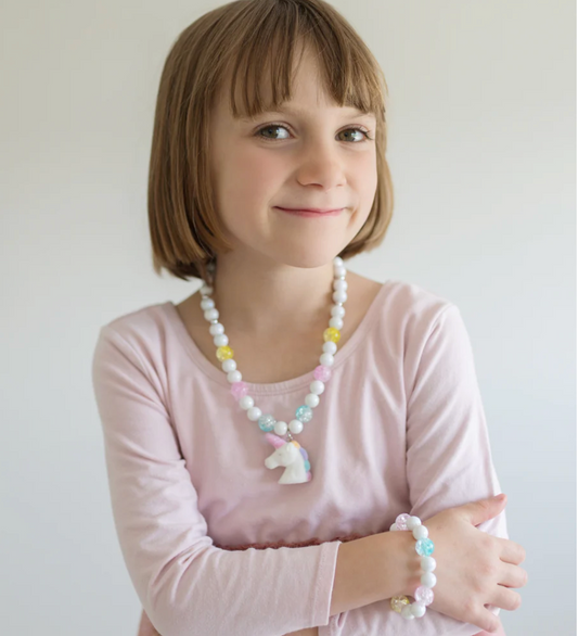 White Unicorn Necklace + Bracelet Set - Magpies Paducah