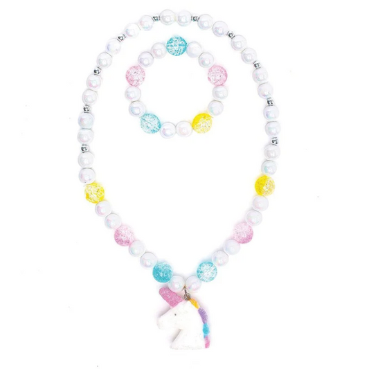 White Unicorn Necklace + Bracelet Set - Magpies Paducah