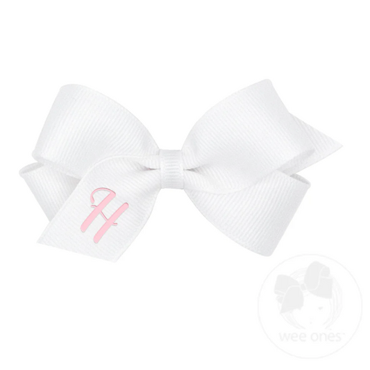 Mini Monogrammed Bow, White - Magpies Paducah