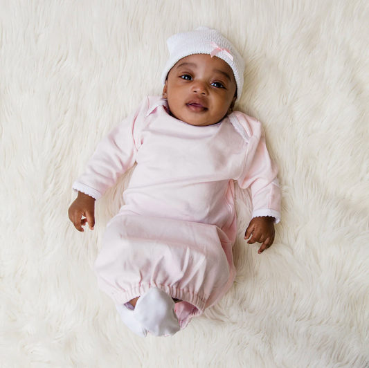 Knit Saylor Cap, White/Pink Trim - Magpies Paducah