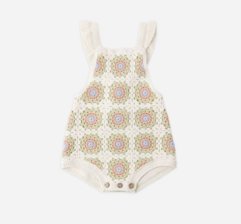 Crochet Romper, Citron Daisy Check - Magpies Paducah