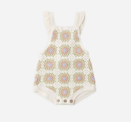 Crochet Romper, Citron Daisy Check - Magpies Paducah