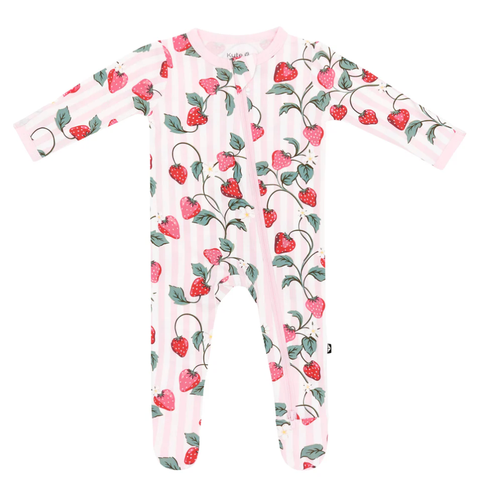 Zippered Footie, Strawberry Fields - Magpies Paducah