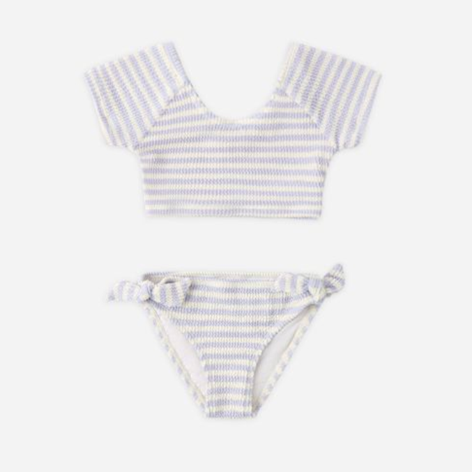 Cropped Rashgaurd Set, Periwinkle Stripe - Magpies Paducah