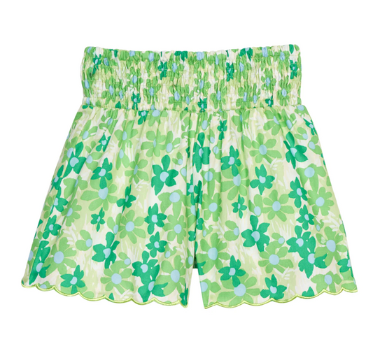 Shirred Shorts, Greenspring Groovy Floral - Magpies Paducah