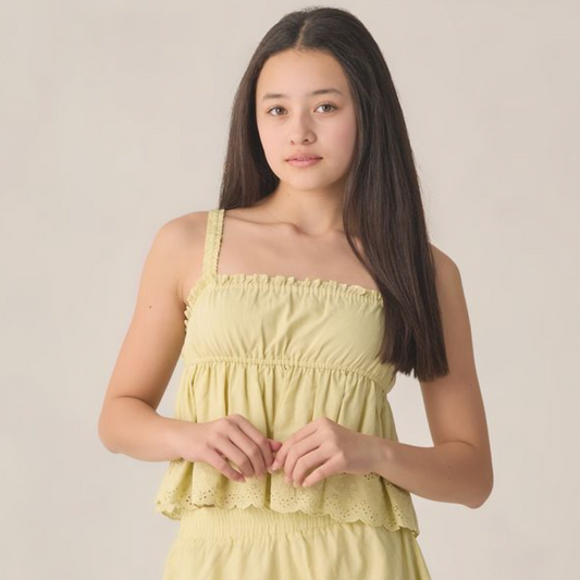 Teen Eyelet Tank Blouse, Citron - Magpies Paducah