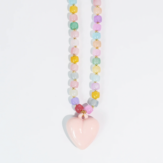 Happy Colorful Heart Necklace, Cream - Magpies Paducah
