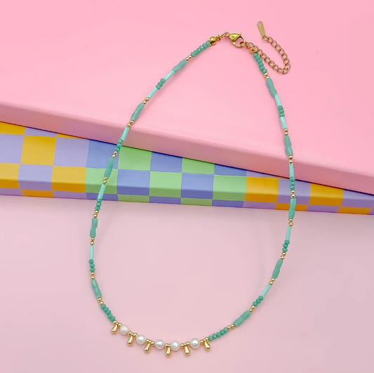 Princess Pearls Necklace, Aqua - Magpies Paducah