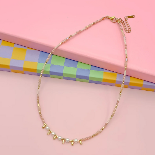 Princess Pearls Necklace, Salmon - Magpies Paducah