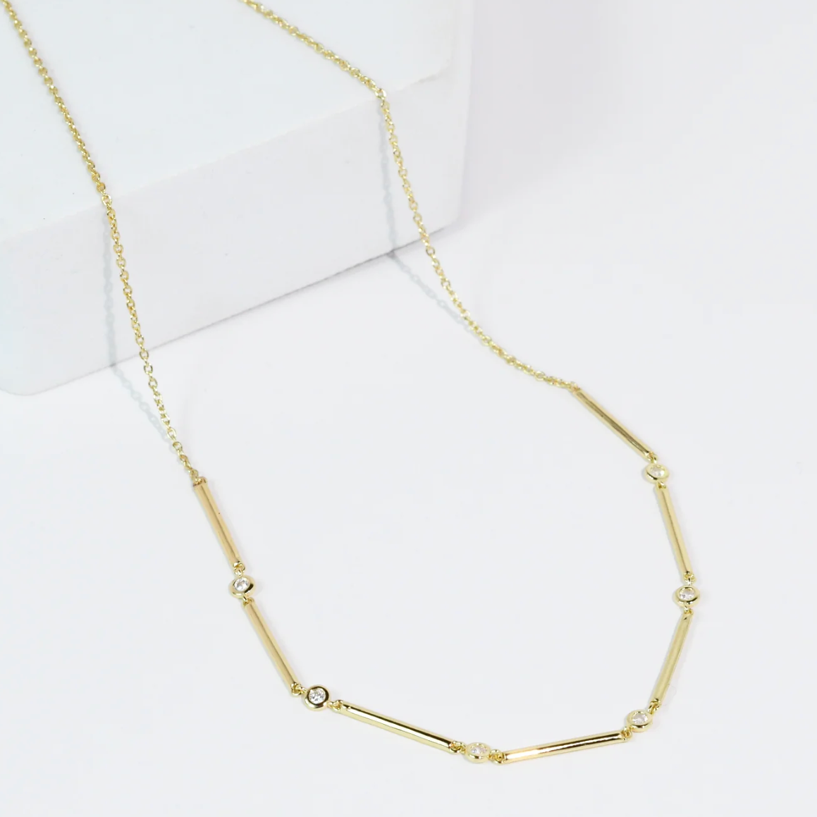 Sleek Crystal Bar Necklace - Magpies Paducah