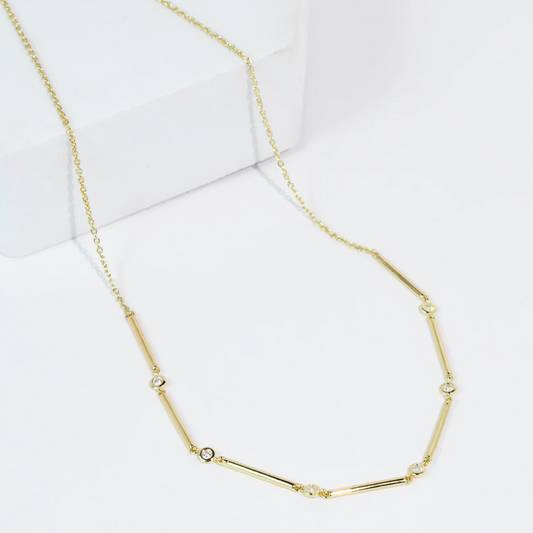 Sleek Crystal Bar Necklace - Magpies Paducah