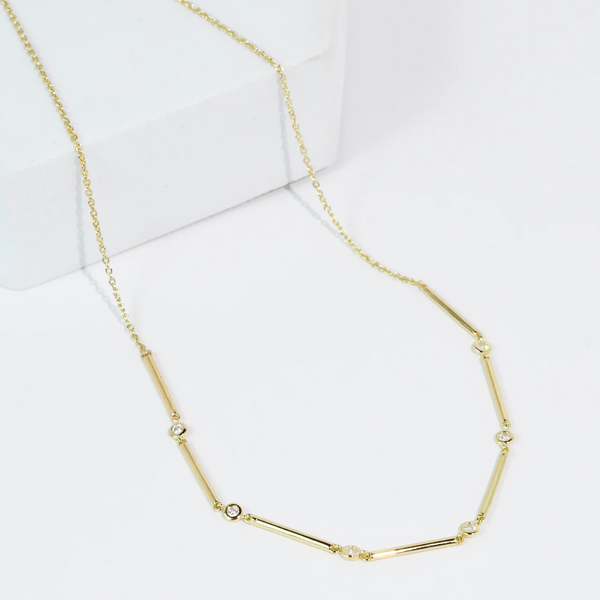 Sleek Crystal Bar Necklace - Magpies Paducah