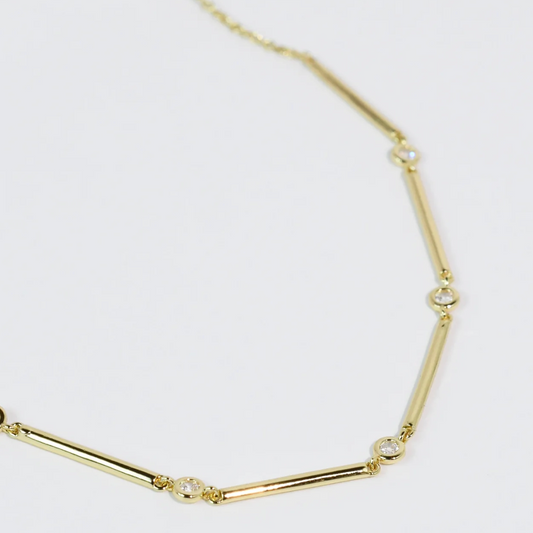 Sleek Crystal Bar Necklace - Magpies Paducah