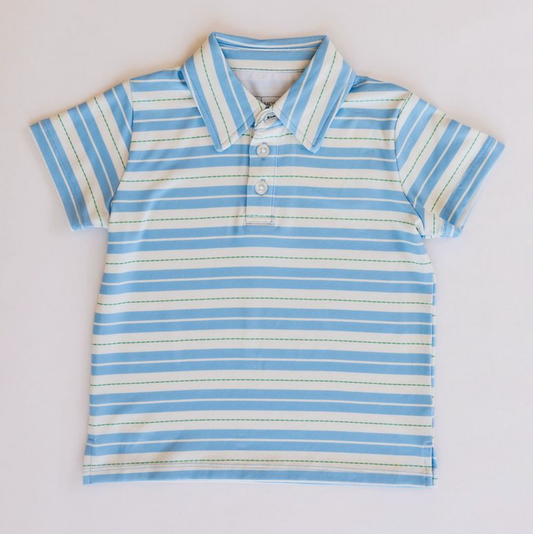 Kyle Polo, Blue & Green Ticking Stripe - Magpies Paducah