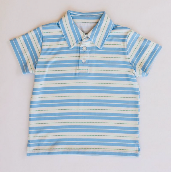 Kyle Polo, Blue & Green Ticking Stripe - Magpies Paducah