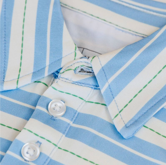 Kyle Polo, Blue & Green Ticking Stripe - Magpies Paducah