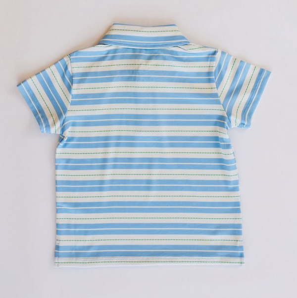 Kyle Polo, Blue & Green Ticking Stripe - Magpies Paducah