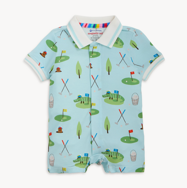 Modal Short Polo Romper, Gopher It - Magpies Paducah