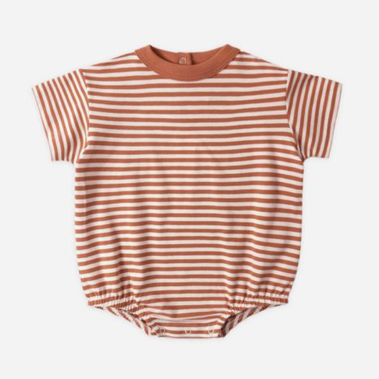 Relaxed Bubble Romper, Poppy Stripe - Magpies Paducah