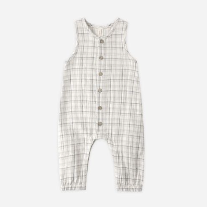 Woven Jumpsuit, Blue Plaid - Magpies Paducah