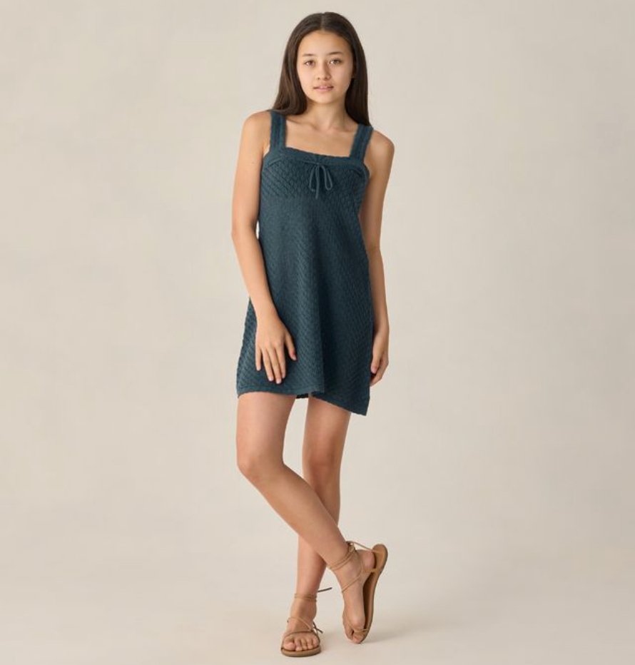 Teen Crochet Mini Dress, Navy - Magpies Paducah