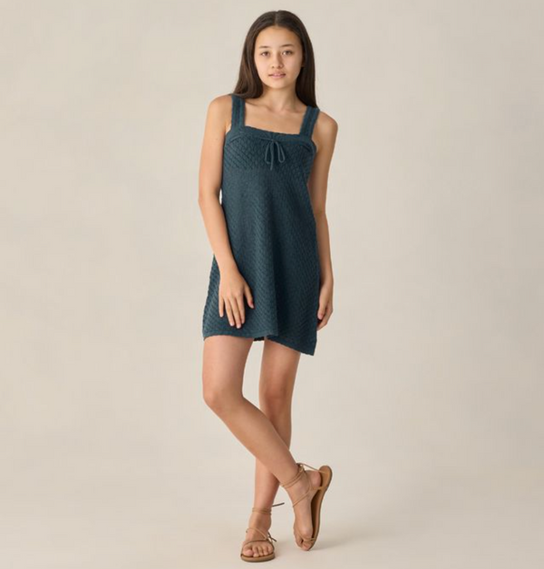 Teen Crochet Mini Dress, Navy - Magpies Paducah