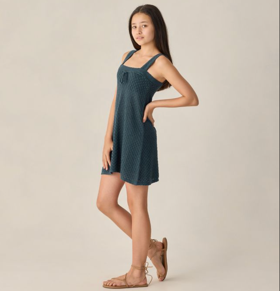 Teen Crochet Mini Dress, Navy - Magpies Paducah