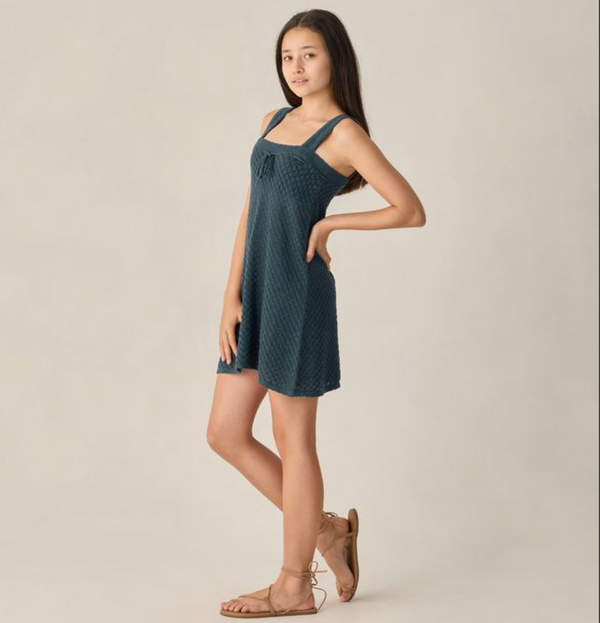 Teen Crochet Mini Dress, Navy - Magpies Paducah