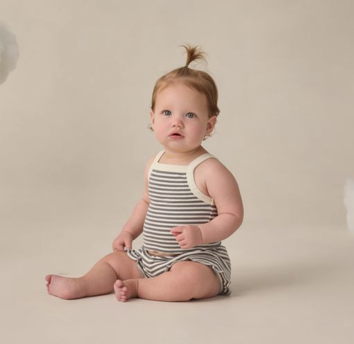 Evie Tank + Shortie Set, Ocean Stripe - Magpies Paducah