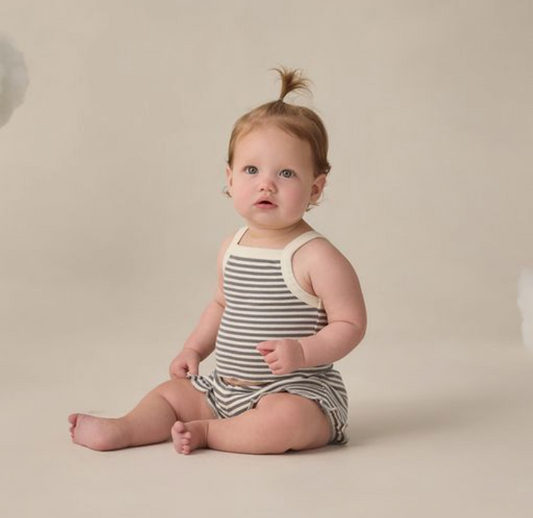 Evie Tank + Shortie Set, Ocean Stripe - Magpies Paducah
