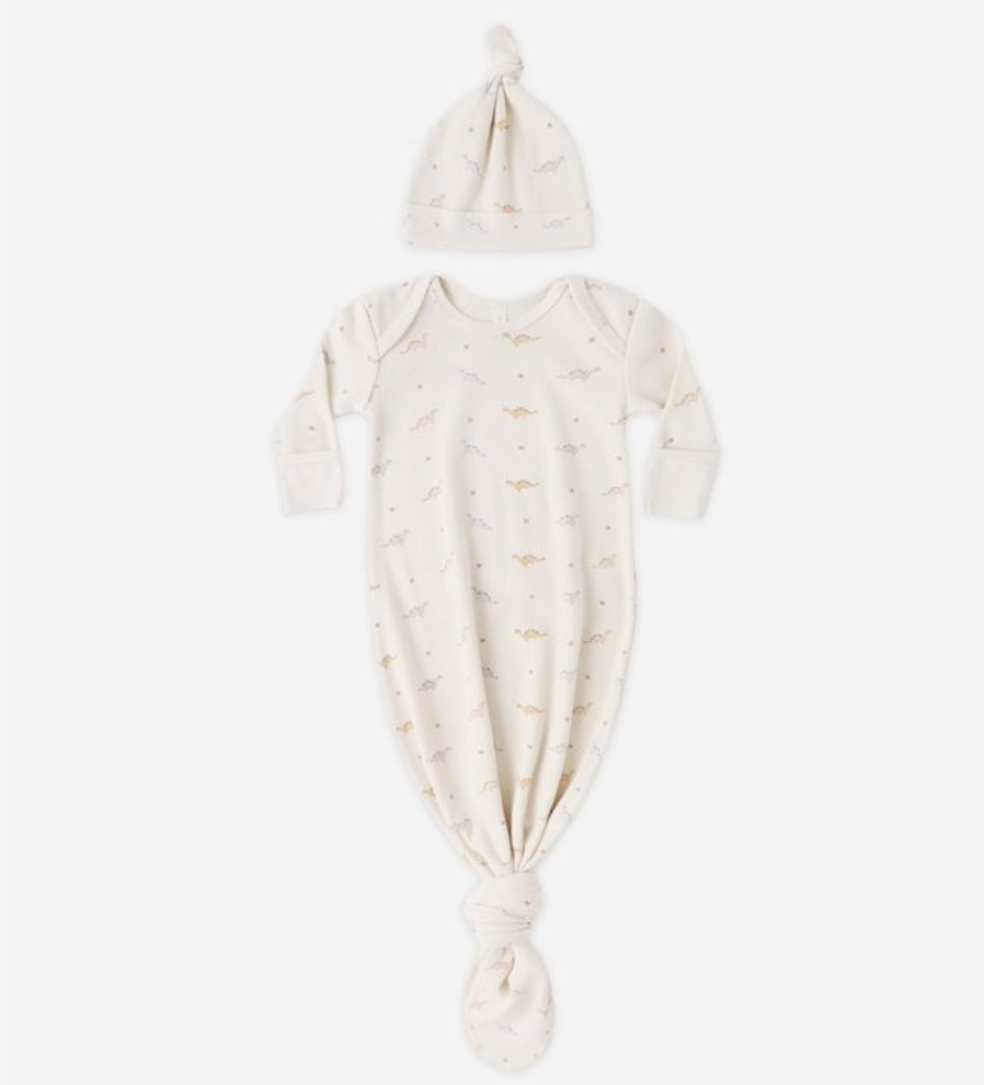 Knotted Baby Gown + Hat Set, Dinos - Magpies Paducah