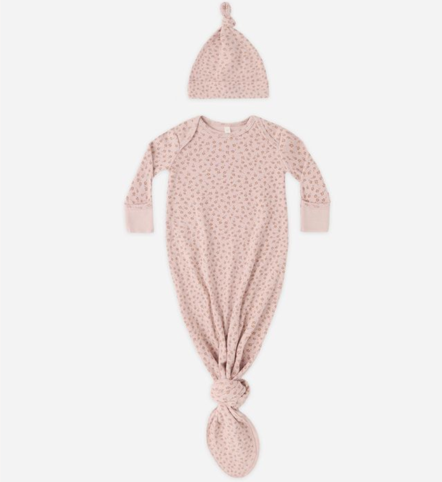 Knotted Baby Gown + Hat Set, Posy - Magpies Paducah
