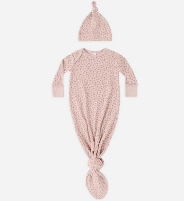 Knotted Baby Gown + Hat Set, Posy - Magpies Paducah