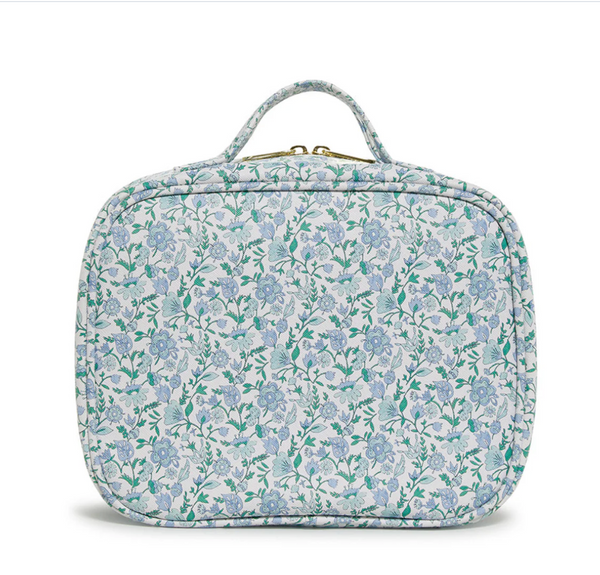 Luxe Cosmetic Toiletry Case, Hamptons Floral/Chambray Pinstripe - Magpies Paducah