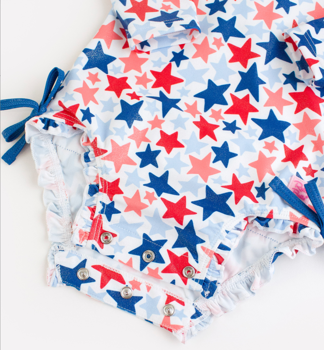 Rashguard Ruffle One-Piece, Shimmer Star-Spangled - Magpies Paducah