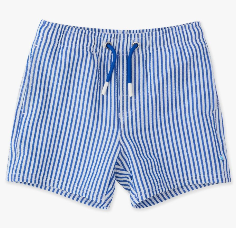 Hybrid Swim Trunk, Blue Seersucker - Magpies Paducah