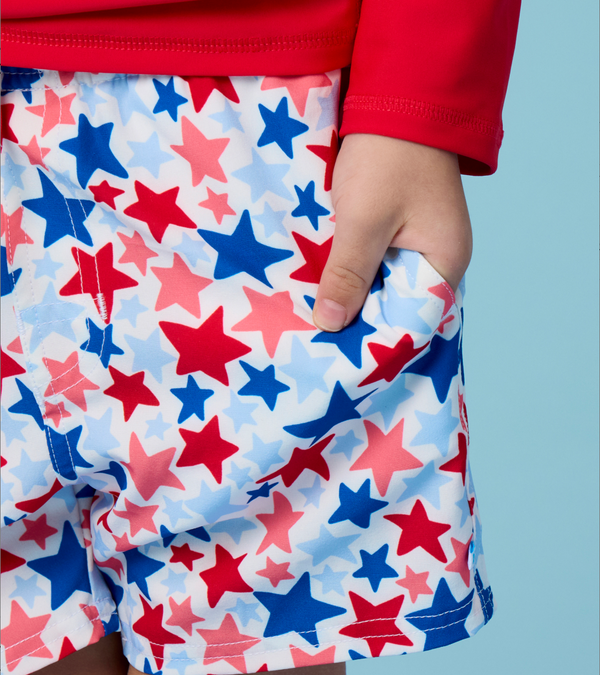 Hybrid Swim Trunk, Star-Spangled - Magpies Paducah