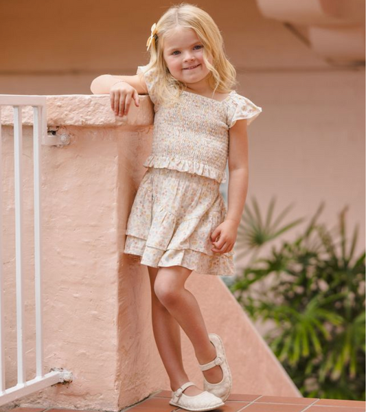 Tiered Mini Skirt, Summer Garden - Magpies Paducah