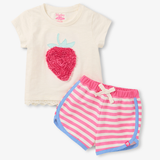 Raspberry Eyelet Trim Tee + Short Set - Magpies Paducah