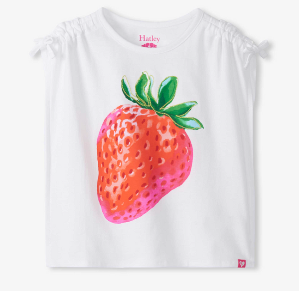 Strawberry Cinched Shoulder Top - Magpies Paducah