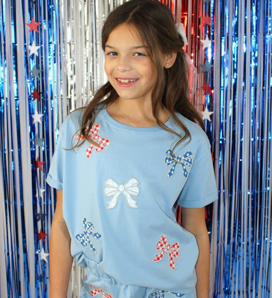 Gingham Bow Patch Shorts - Magpies Paducah