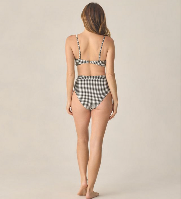 Women's Knotted Bandeau Bikini, Black Gingham - Magpies Paducah