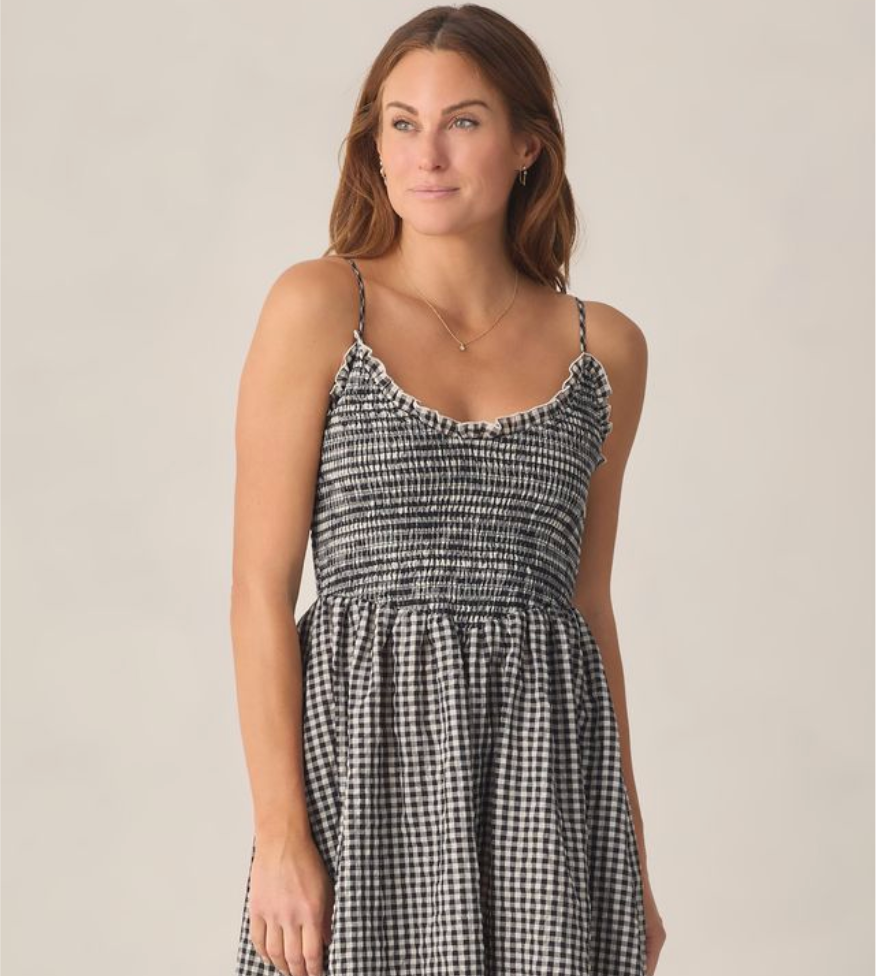 Women's Chrissy Dress, Black Check - Magpies Paducah