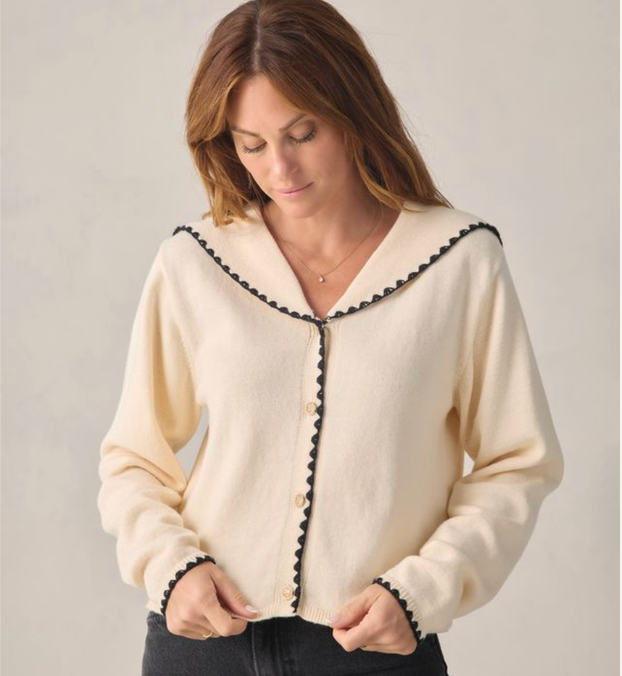 Women's Sailor Cardigan, Natural - Magpies Paducah